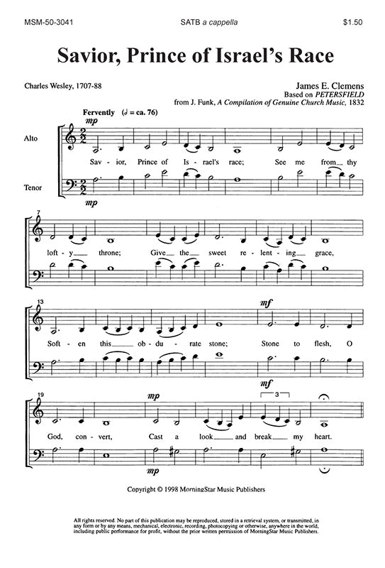 Savior, Prince of Israel's Race– Musical Resources